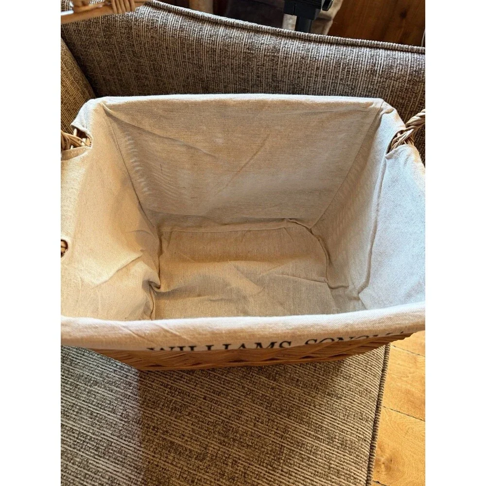 Williams Sonoma Wicker Storage Picnic  Bread Gift Basket Kitchen Decor